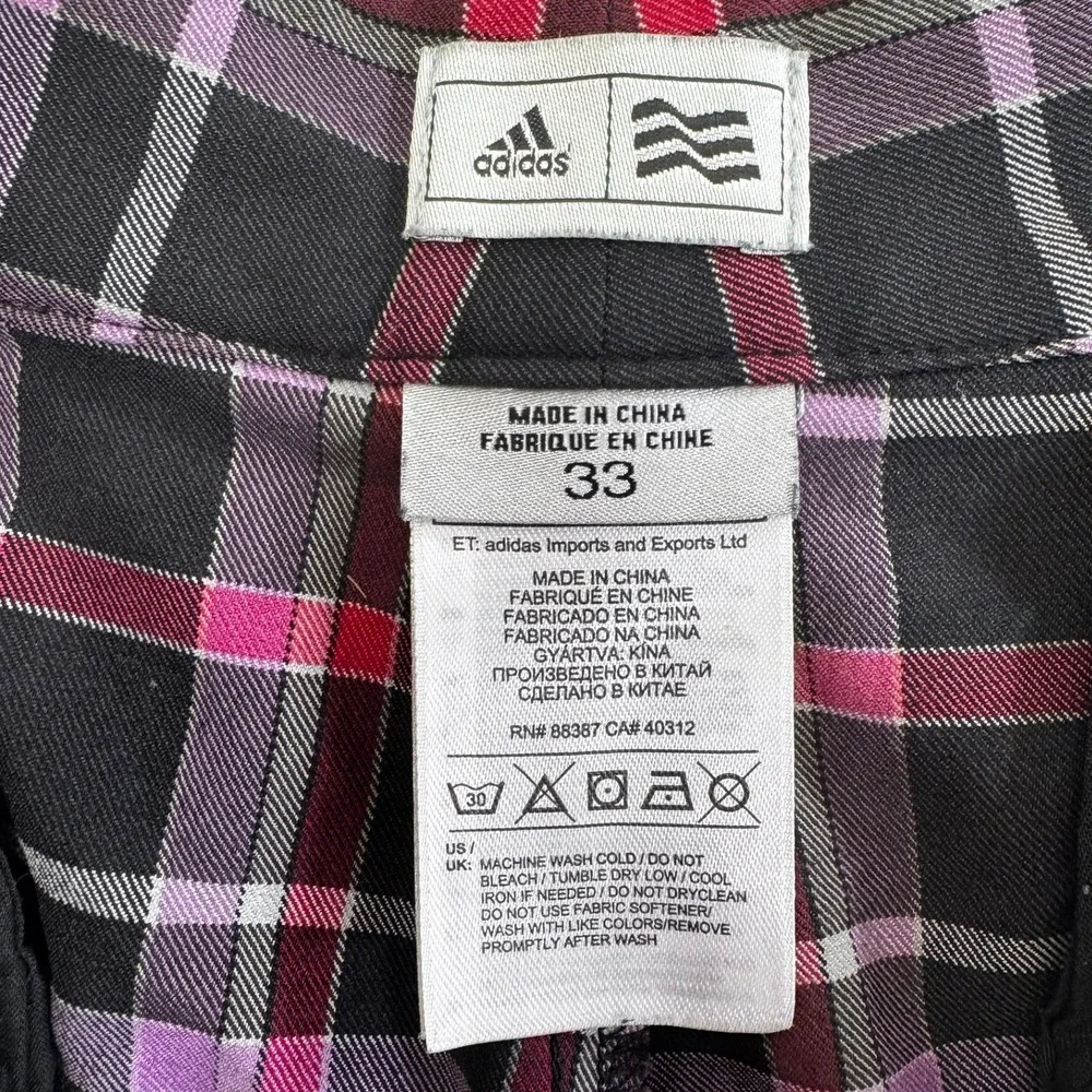 Adidas Mens Plaid‎ Golf Shorts Black Pink Purple Check Size 33